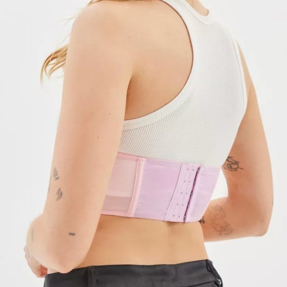 ⭐️ Out From Under Tease Cupless Ruffle Hipster Chic Glam Rock Goth Sexy Belt Top - Picture 2 of 4